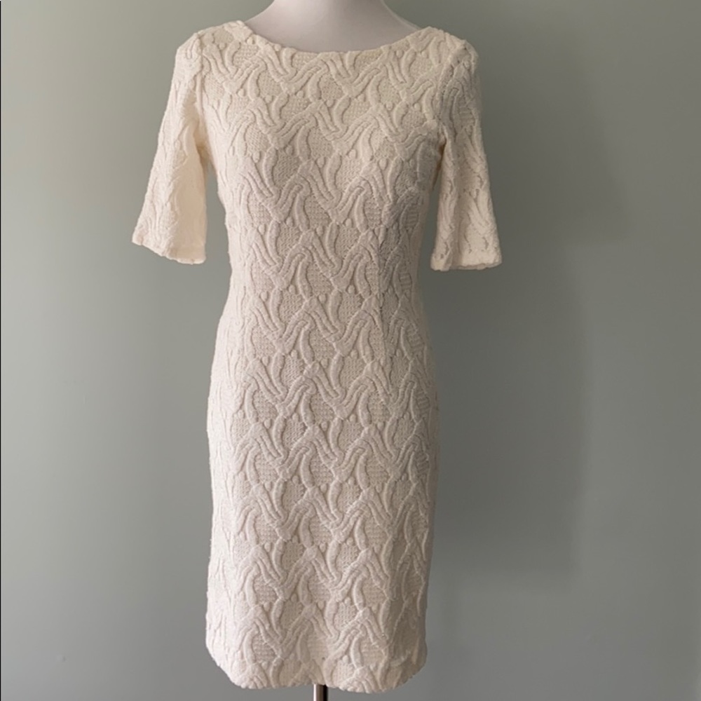 Off-white textured cocktail dress